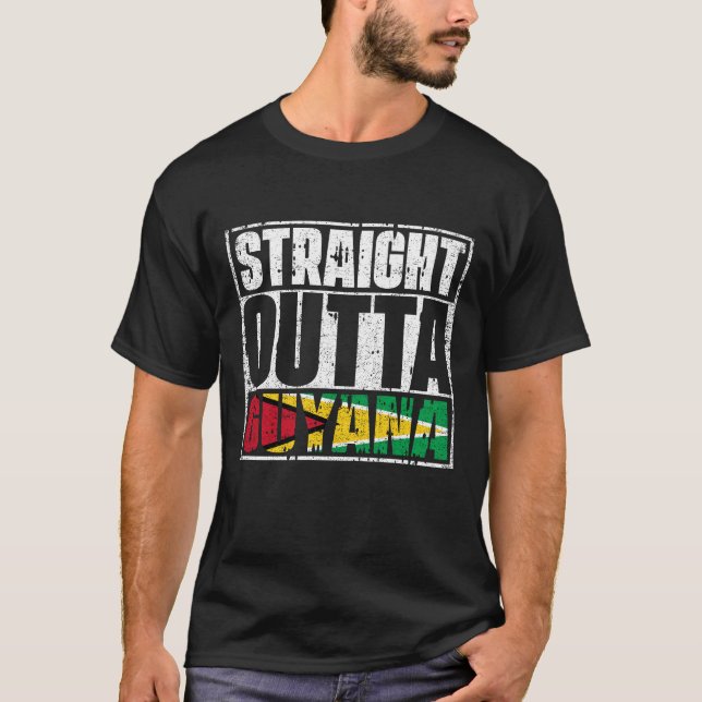 Straight Outta Guyana Flag T-Shirt (Front)