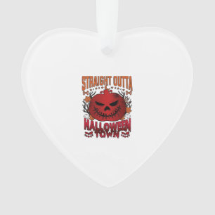 Straight Outta Halloween Town Red Pumpkin Ghosts L Ornament