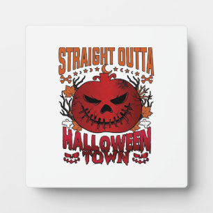 Straight Outta Halloween Town Red Pumpkin Ghosts L Plaque