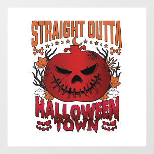 Straight Outta Halloween Town Red Pumpkin Ghosts L Window Cling