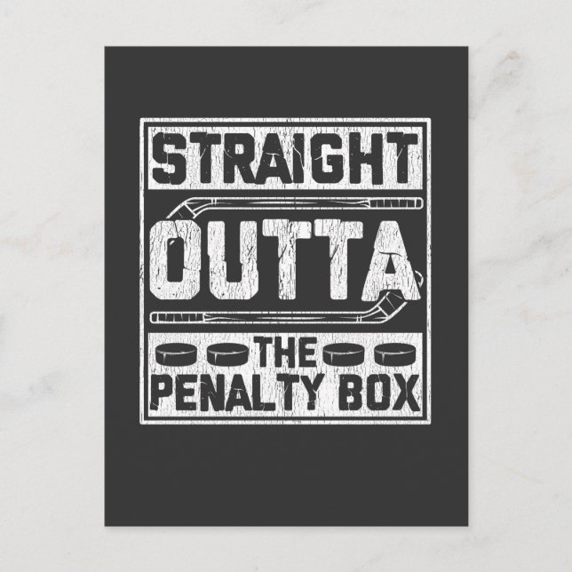 Straight Outta Ice Hockey Player Penalty Box Postcard (Front)