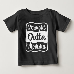 Straight Outta Momma White Typography Baby T-Shirt