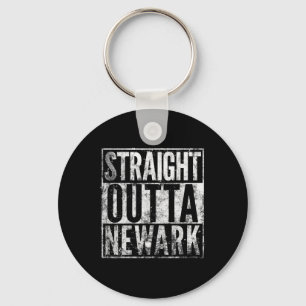 Straight Outta Newark New Jersey Distressed Effect Keychain