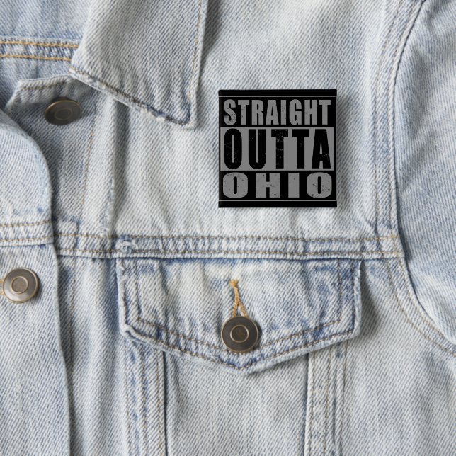 Straight Outta Ohio Word Art 2 Inch Square Button (In Situ)