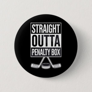 Straight Outta Penalty Box Funny Hockey Meme Parod 2 Inch Round Button