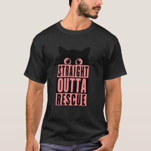 Straight Outta Rescue Black Cat Men Women Teen Gir T-Shirt