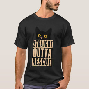 Straight Outta Rescue Black Cat Men Women Teen Gir T-Shirt