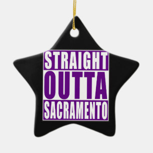 Straight Outta Sacramento Purple Ceramic Ornament
