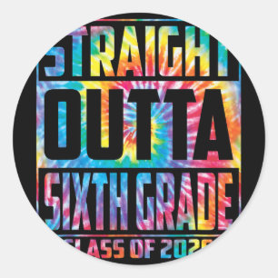 Straight Outta Sixth Grade Cl 2026 Graduation 6th  Classic Round Sticker