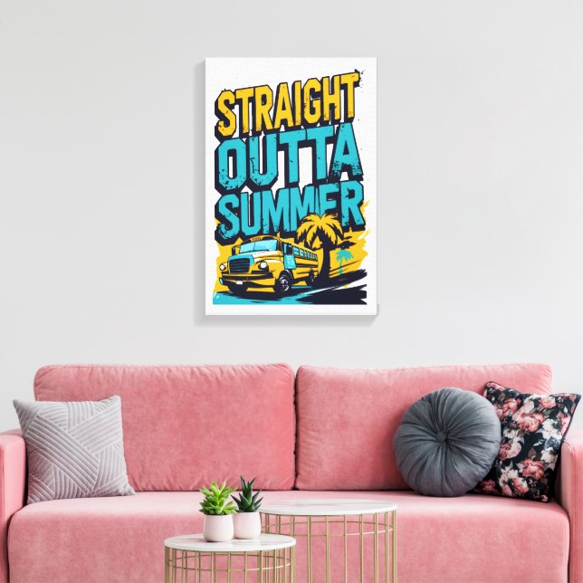 Straight Outta Summer – Retro Back-to-School Canvas Print (Insitu(LivingRoom))