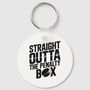Straight Outta The Penalty Box Funny Hockey Ice Ri Keychain