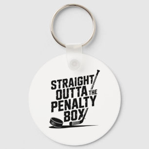 Straight Outta The Penalty Box Funny Humor Hockey  Keychain