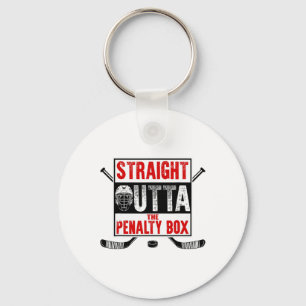 Straight Outta The Penalty Box Funny Ice Hockey Pl Keychain