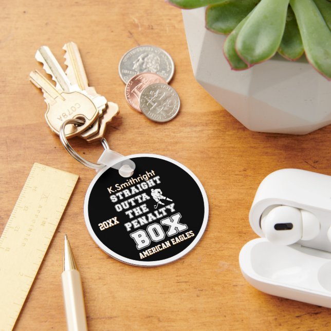 Straight Outta The Penalty Box Ice Hockey  Keychain (Desk)