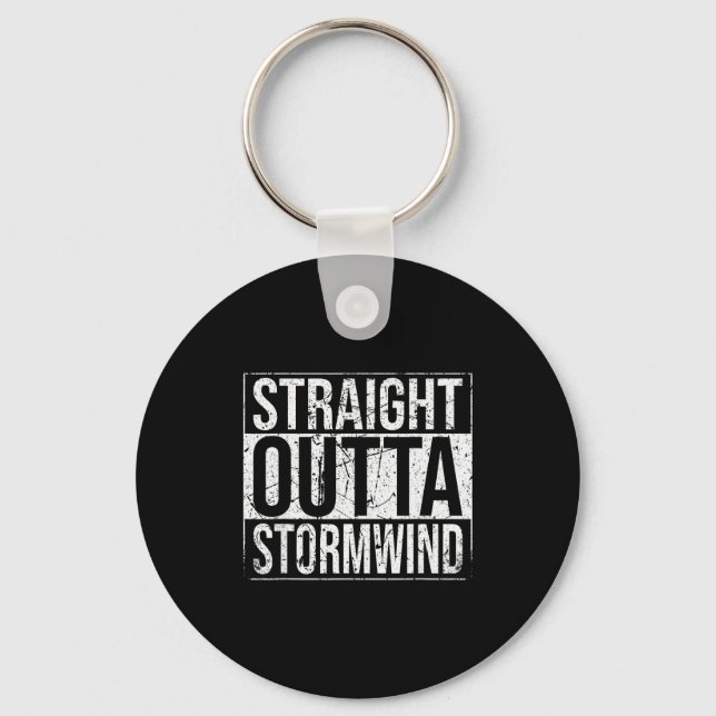 Straight Outta Wind Funny Wow Alliance Gamer Vinta Keychain (Front)