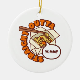Straight Outta Yummy Ramen Noodles Ceramic Ornament