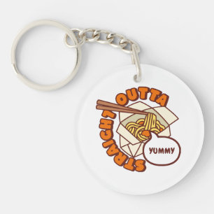 Straight Outta Yummy Ramen Noodles Keychain
