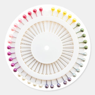Straight pins holder classic round sticker