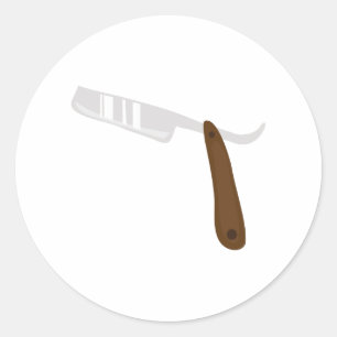 Straight Razor Classic Round Sticker