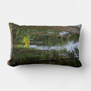 Straight Road Ahead Through Misty Redwood Forest Lumbar Pillow
