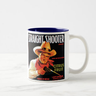 Straight Shooter Citrus Fruit Vintage Crate Label Two-Tone Coffee Mug