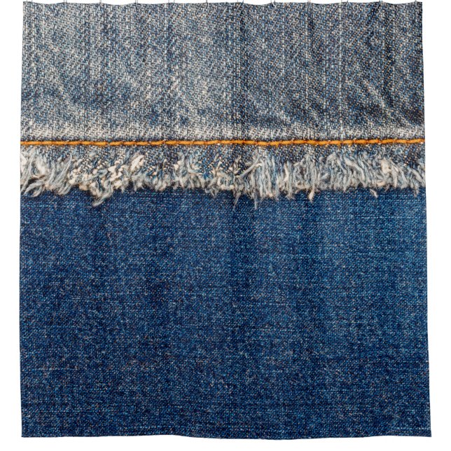 Straight stitch with orange thread on bleached den (Front)