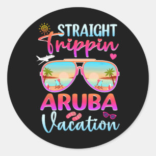 Straight Trippin Aruba 2025 Beach Summer Vacation Classic Round Sticker