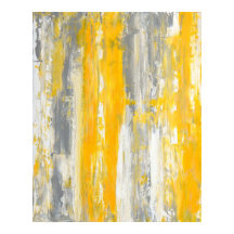 'Straighten It Out' Gray and Yellow Abstract Art