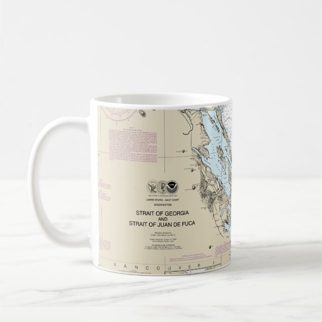 Strait of Georgia and Strait of Juan de Fuca Chart Coffee Mug (Left)