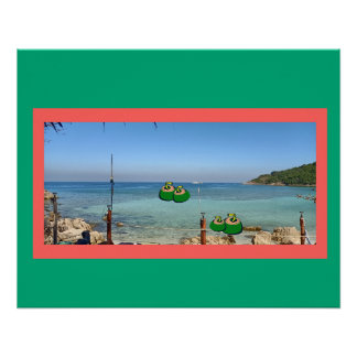 Strand nit Kokosnüsse als Cocktails Poster