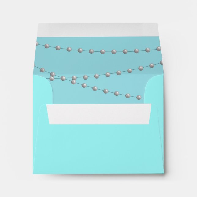 Strands de perles sur enveloppe RSVP Turquoise (Dos (Bas))