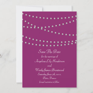 Strands of Pearls on Magenta Save the Date