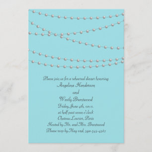 Strands of Pearls on Turquoise Rehearsal Dinner Invitation