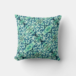 Strange and twist mirrored greenish blue throw pillow