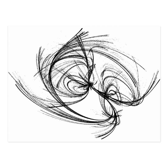 Strange attractor black and white abstract postcard