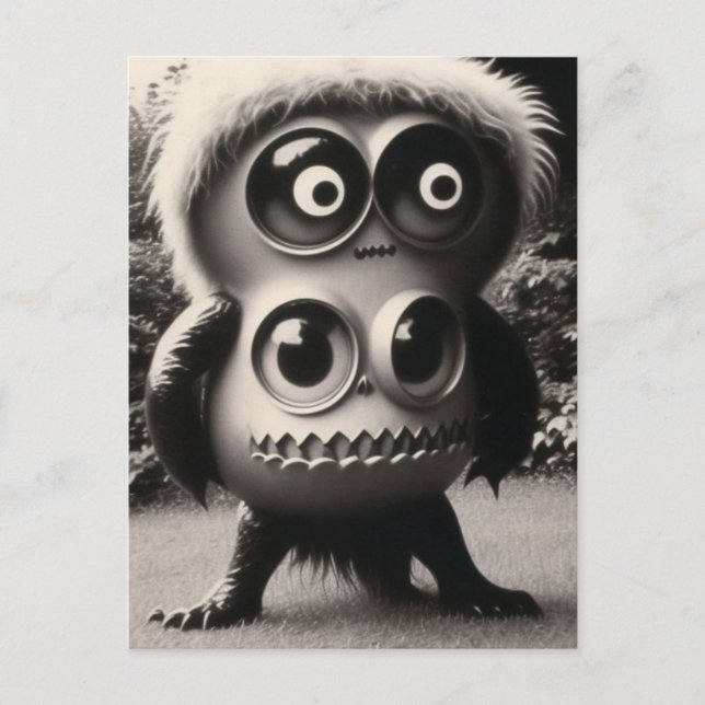 Strange Bizarre Big Eyes Monster Halloween  Postcard (Front)
