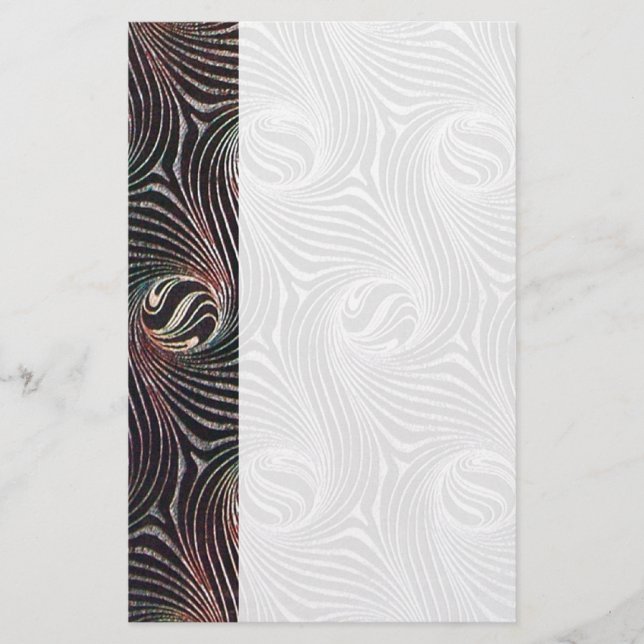 STRANGE CIRCLES AND SWIRLS White Brown Abstract Stationery (Front)