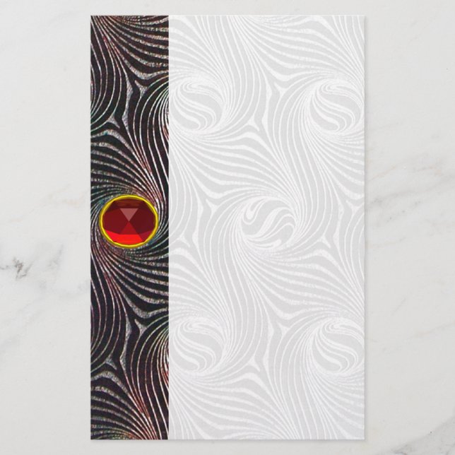 STRANGE CIRCLES,SWIRLS,Red Ruby Gemstone Stationery (Front)