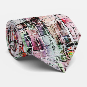 Strange coloured drawing under rustic aged jute tie
