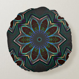 Strange dark circular ellipse with abstract leaves round pillow