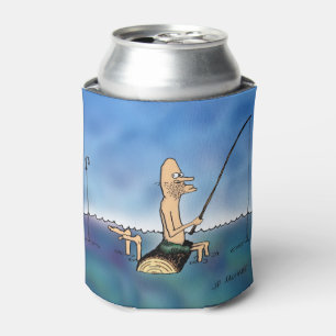 Strange Day Fishing Cartoon Can Cooler