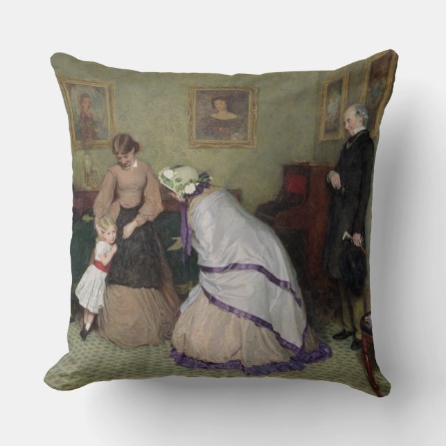 Strange Faces (w/c & bodycolour on paper) Throw Pillow (Front)