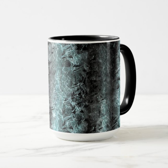 Strange fibrous texture in clear blue and black mug (Front Right)