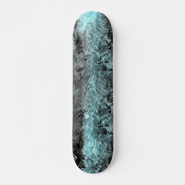 Strange fibrous texture in clear blue and black skateboard (Front)