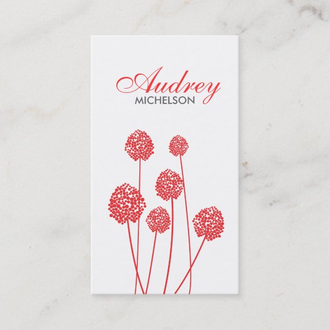 STRANGE FLOWERS WHITE/RED Business Card (Front)
