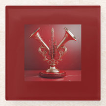 Strange Horn Instrument Resting On Pedestal