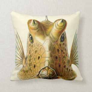Strange Horned Fish Throw Pillow