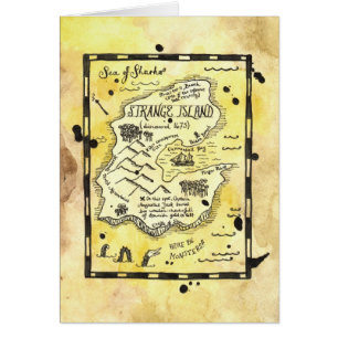 Strange Island Pirate Treasure Map Card