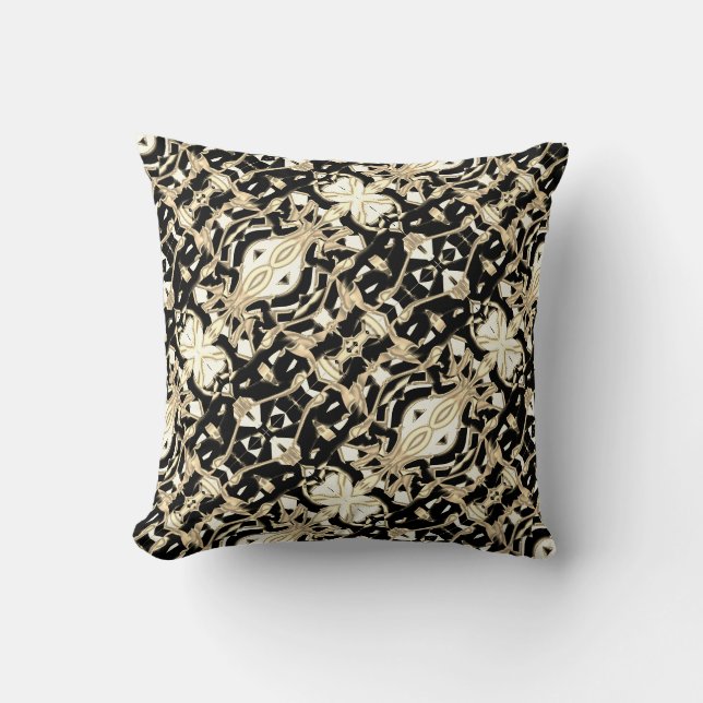 Strange mirrored beige and black, some clear fund throw pillow (Front)