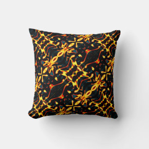 Strange mirrored red yellow, cyano fund throw pillow